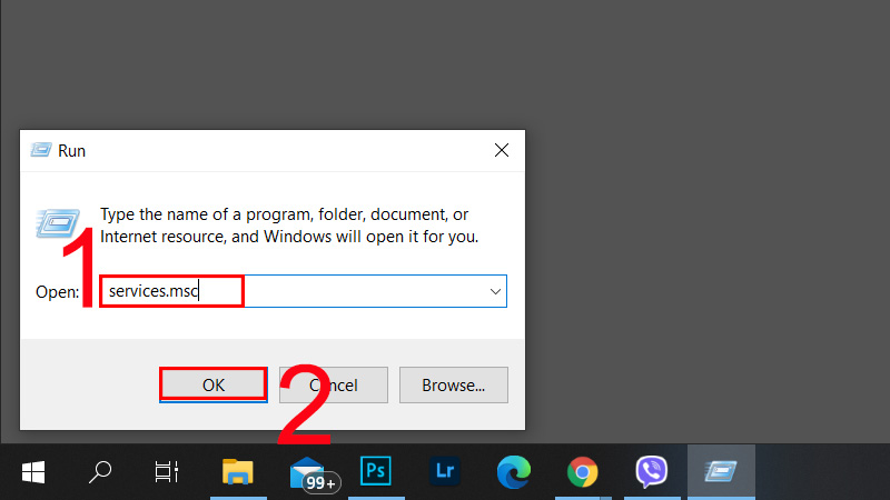 Nhập services.msc vào ô Open Nhập services.msc vào ô Open